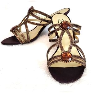 New Bejeweled Bronze Heels Size 8